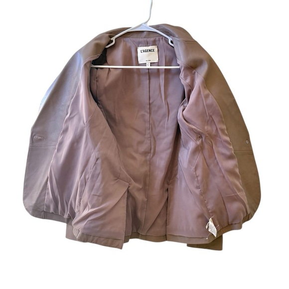L’AGENCE Chamberlain Single Breasted Leather Blazer in Chantarelle Sz 4 - Picture 6 of 10